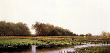 風景 Painting - マサチューセッツ州オールド・ニューベリーポートの牧草地の狩人 アルフレッド・トンプソン・ブライチャー 風景 川
